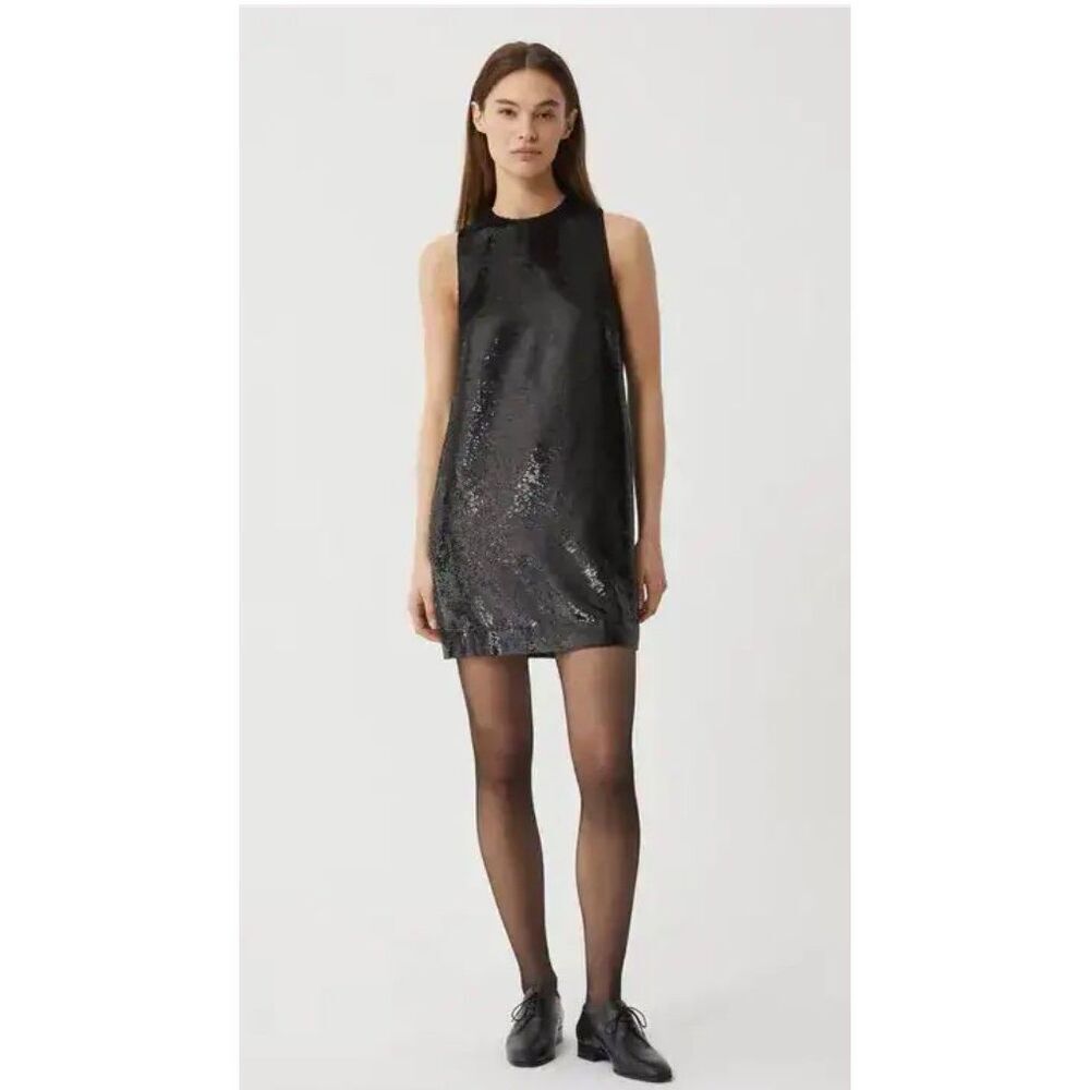 VERONICA DE PIANTE Kat Dress In Flat Sequin Black NWT Size 36/ Small - Picture 2 of 11